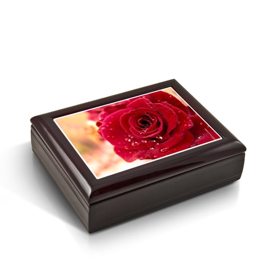 Romantic Red Rose With Water Beads Tile Musical Jewelry Box - Ave Maria, Schubert