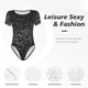 thumbnail image 4 of Fotbe Black And White Dotted Body de Mujer con Cuello Redondo y Mangas Cortas, Sin Mangas Ajustado, Suave, Cómodo y Básico-Small, 4 of 7
