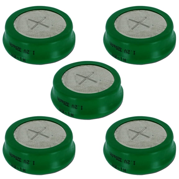 5pcs 1.2V 320mAh NiMH Flat Top Coin Button Rechargeable Battery