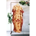 thumbnail image 6 of HAPPY BAY Women's Summer Batik Caftan Loungewear House Dashiki Dress V Neck Kaftan Nightshirts for Women Sleepwear Plus Size 2X-3X Caramel, Floral, 6 of 6