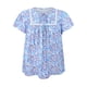 thumbnail image 4 of GRACE & GRANDEUR Blusa de mujer talla grande con estampado floral de Pascua, cuello con lazo, mangas con volantes, 3X azul cielo, 4 of 6