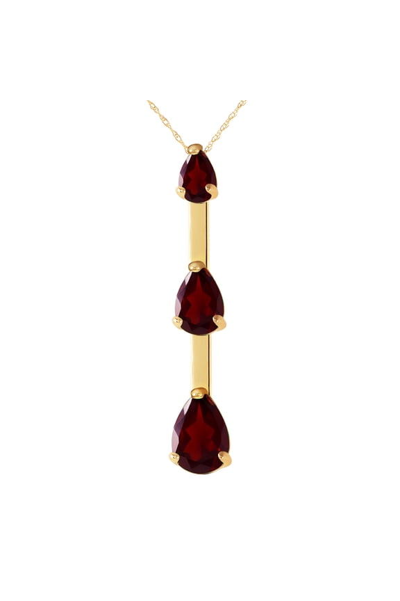 Genuine 14k carat 14k Solid Yellow, White,Rose Gold Pyrope Garnet Design Necklace with 1.71 Total Carats (CTW) Pear Shape Natural Garnet Pendant - 1671 (Yellow-Gold, 18)