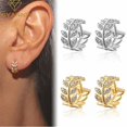 thumbnail image 1 of Pendientes de aro de circón completo con hojas de Color plateado Xiyanike, joyería sencilla y preciosa a la moda para mujer, regalo de San Valentín kaili Sencillez, 1 of 1