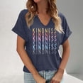 thumbnail image 2 of Wangmeiwg Womens T Shirts, Casual Women's V-Neck Short Sleeve T Shirt with Printed Detail for Versatile Navy S, 2 of 4