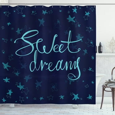 Ambesonne Saying Shower Curtain, Starry Modern, 69"Wx84"L, Aqua and Navy Blue