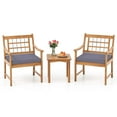 thumbnail image 2 of Costway 3 PCS Acacia Wood Patio Bistro Set Outdoor Chairs with Coffee Table for Porch Gray, 2 of 10