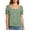 Green, variant on Women’s Button Square Neck Puffed Sleeve Chiffon Tops Short Sleeve Casual Ruffled Cuffs Solid Color Blouses (Pink,S)