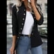 thumbnail image 5 of Conjunto de Chaqueta Informal de Negocios de Larga y Corte Entallado para Mujer, con Doble Botonadura y Abertura Frontal, para Otoño. Negro S, 5 of 7