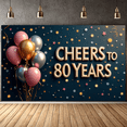 thumbnail image 4 of Yatrandify Colorful Balloons Happy Birthday Banner Glitter Design Cheers to 80 Years for Milestone Celebration Senior Party Decorative, 4 of 7