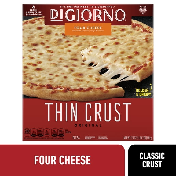 DiGiorno Frozen Pizza, Four Cheese Thin Crust Pizza, 17.7oz (Frozen)