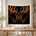thumbnail image 5 of Dark Stag With Fiery Golden Antlers, Mysterious Fantasy Style For Wildlife Lovers, Woodland Wall Art, Housewarming Gift, Tapestry Wall Hanging For Bedroom, Cabin And Dorm, 5 of 7