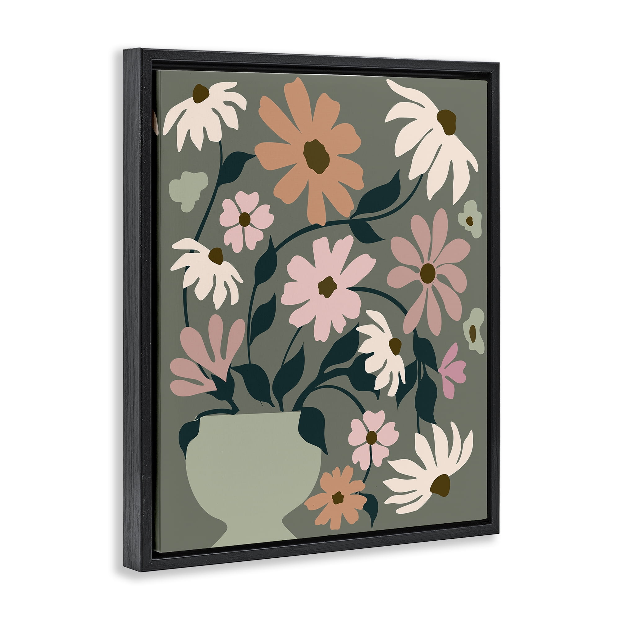 Stupell Industries Gerbera Daisy Bouquet Botanical & Floral Painting Black Floater Framed Art Print Wall Art, 25 x 31