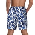 thumbnail image 2 of Lsque Mens Swim Trunks Blue Ink Flowers Pattern - Bathing Suit Compression Liner - Beach Swim Shorts Swimwear - (S-3XL) - Stretch Quick Dry -Medium, 2 of 9
