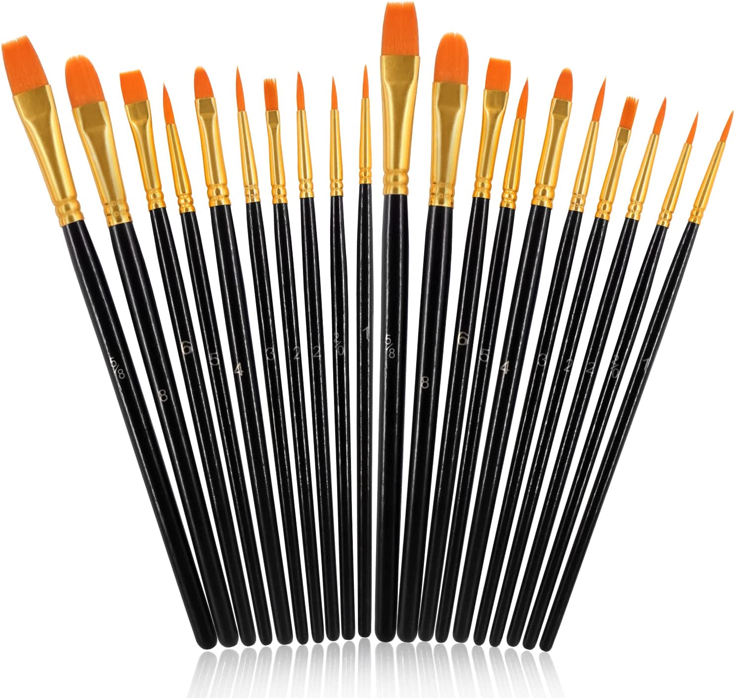 YI DEF Brush Set Of 20 Nylon Round Tip Brushes Acrylic Brushes for