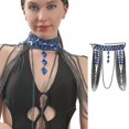 thumbnail image 2 of Cadena de bikini de cristal con borlas de aleación, cadena para el cuerpo, cadena para el hombro multicapa, 2 of 5
