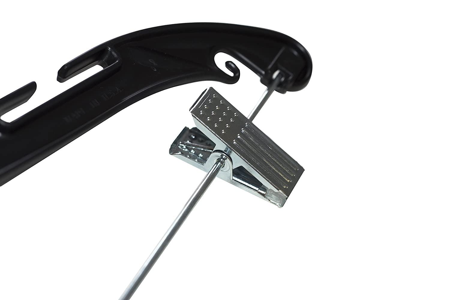 NAHANCO 2500RCHU Plastic Suit Hanger, Heavy Weight with Metal Clips, 17", Black (Pack of 25)