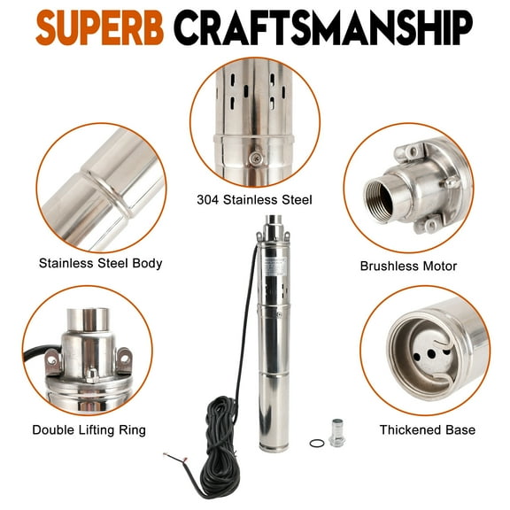 3-Inch Solar Bore Pump, 12V 150W, MPPT Screw, Submersible, Deep Well Stainless Steel