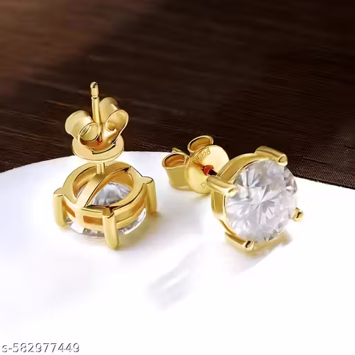 925 Sterling Silver Lab-Grown Diamond Round Solitaire Stud Earrings