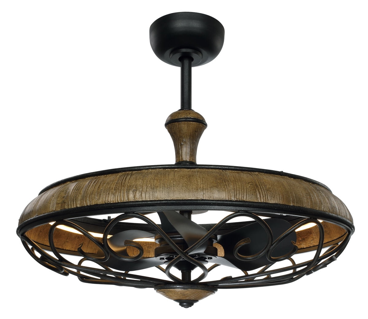 Indoor Ceiling Fans 1 Light Bulb Fixture With Driftwood and Iron Ore