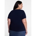 thumbnail image 3 of Terra & Sky Women's Plus Sweater Top with Short Sleeves, Lightweight, Sizes 0X-5X, 3 of 6