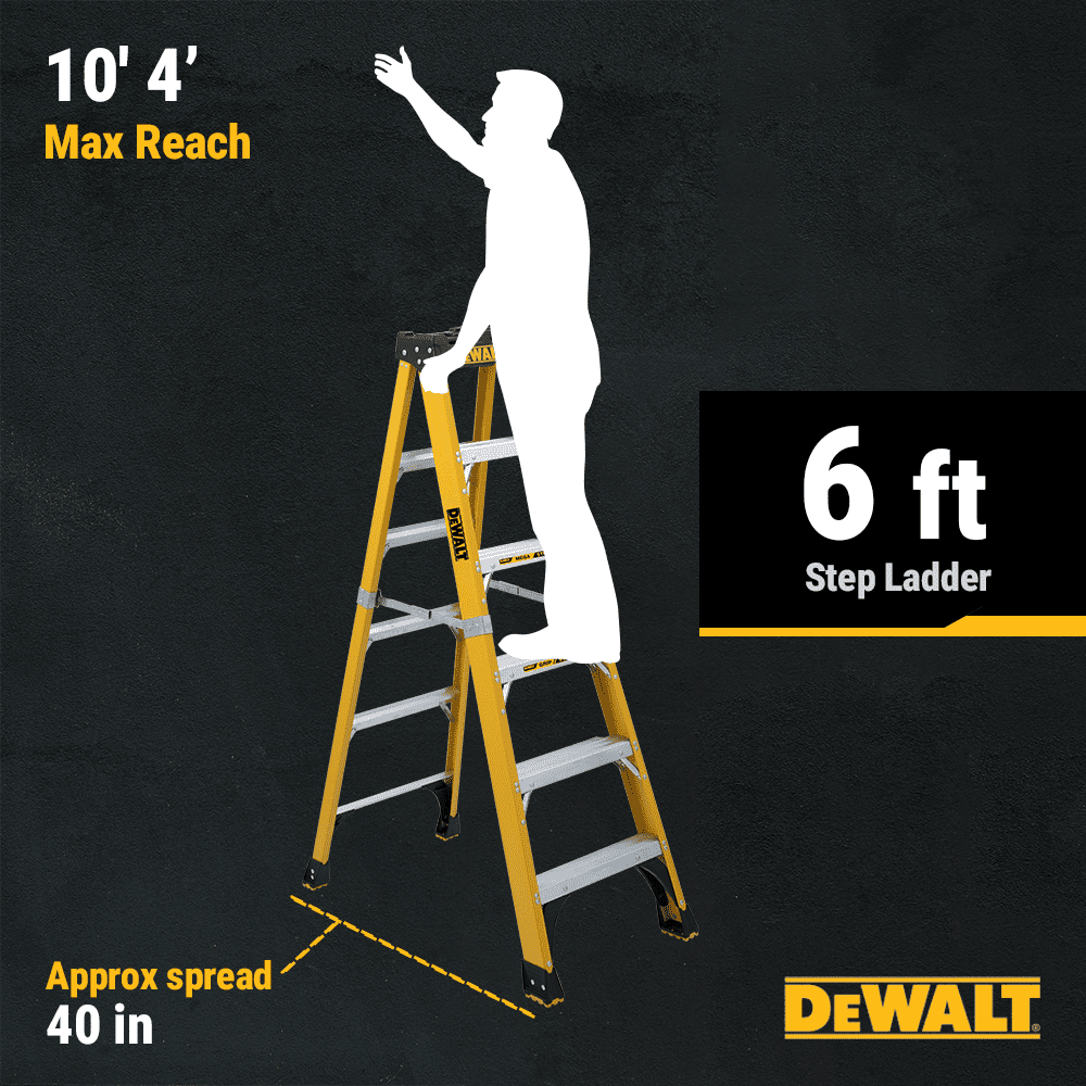 DeWalt 6-Foot Fiberglass Step Ladder, 500-Pound Load Capacity, Type IAA, DXL3810-06