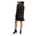 thumbnail image 2 of BAR III Womens Black Embellished Keyhole Back Long Sleeve V Neck Short Fit + Flare Dress S, 2 of 4