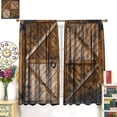 thumbnail image 5 of Rustic Barn Door Curtains,Farmhouse Wooden Board Plank Vintage Western Brown Cabin Country Bedroom Living Room Window Drapes 42x54 Inch, Style, 5 of 6