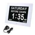thumbnail image 1 of Yescom Horloge de Jour Numérique LCD 8 Pouces Grand Format 8 Options d'Alarme Calendrier à Intensité Réglable pour Personnes Âgées Démence Maison Mur Table Blanc, 1 of 10