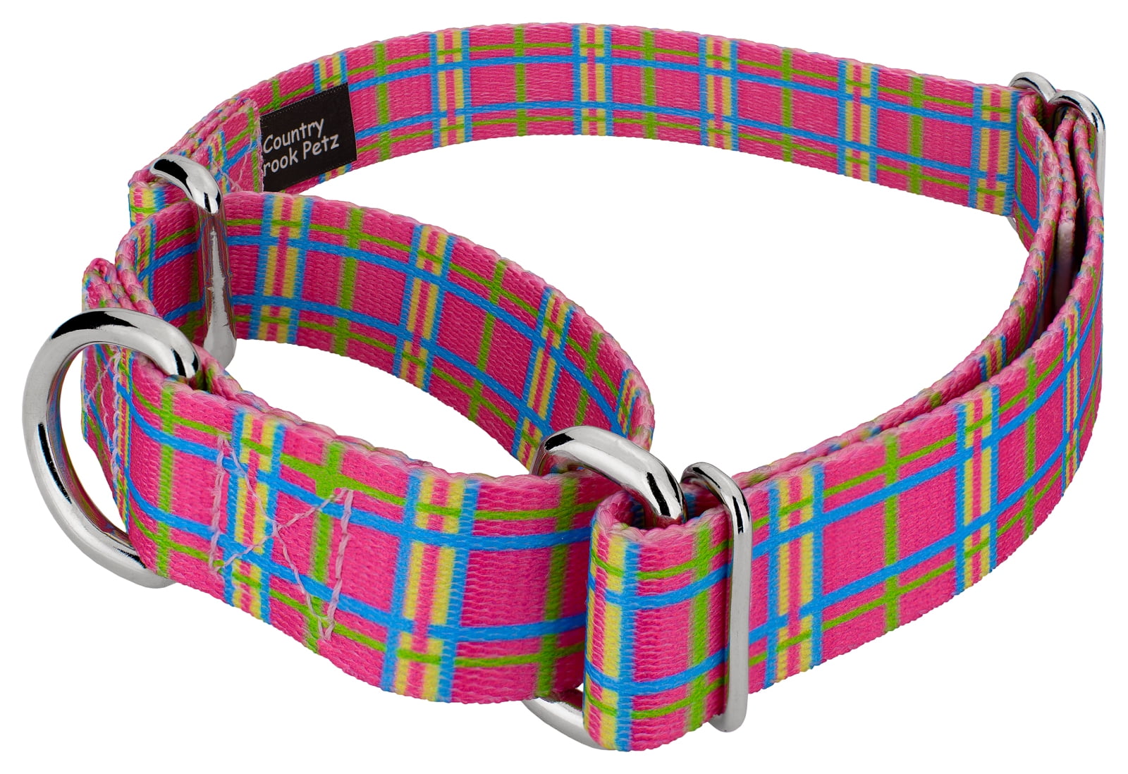 Country Brook Petz® Bubblegum Pink Plaid Martingale Dog Collar and Leash, Medium