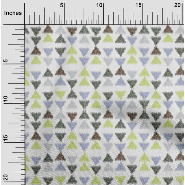 oneOone Tissu en Coton et Soie Imprimé Ikat Triangle au Mètre 42 Pouces de Large