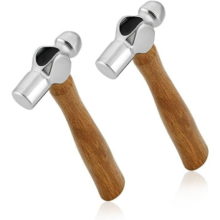 2pcs Mini Ball Peen Hammer 4oz Carbon Steel Jewelry Dual-Sided Metal Hammers with Wooden Handle for Household Workshop Metal Forming Repairing Stamping 6.2"