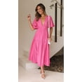 thumbnail image 3 of 23 años de tendencia de moda casual europea y americana vestido de verano de longitud media con cuello en V y cintura 23047, 3 of 5