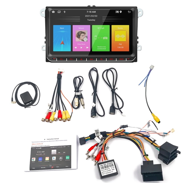 Android 12 Car Stereo Double-Din GPS Navigation with 9 Inch IPS Screen Carplay Android Auto Support WIFI & BT Connection/Mirror Phone Link/Reverse Image/Steering Wheel Control