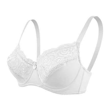 

TOWED22 Womens Wireless Bras Wireless Lightly Lined Cups Wide Straps Full Coverage Bra White