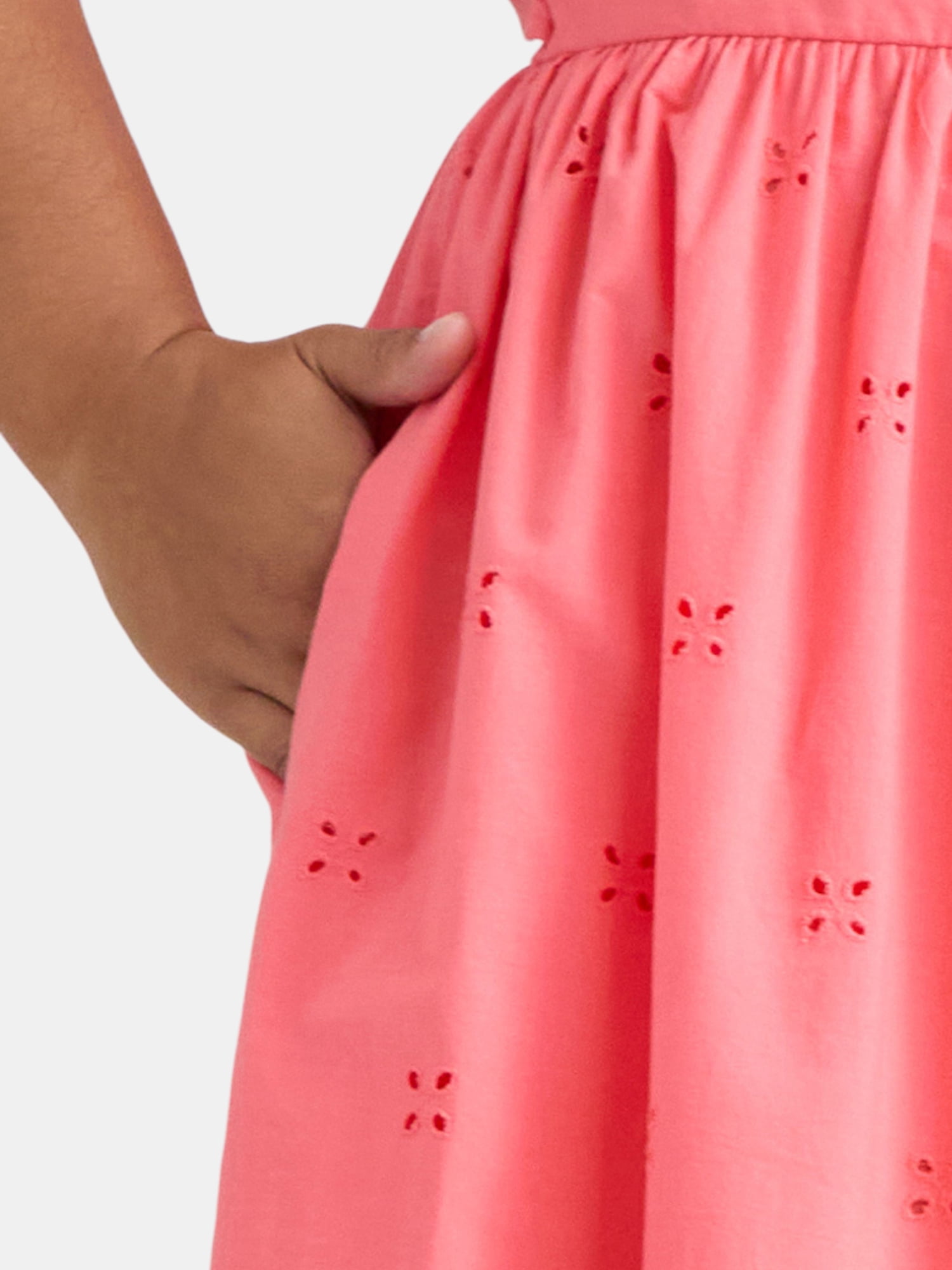 Time and Tru Women's and Women's Plus Square Neck Eyelet Midi Dress, Sizes XS-4X