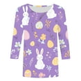 thumbnail image 5 of Cavosen Happy Easter Womens Tops 3/4 Sleeve Crew Neck Summer Cute Bunny Eggs Print Pullover Blouse Holiday Shirts Vacation Festival T Shirts Loose Dressy Fashion Going out Tees L, 5 of 5