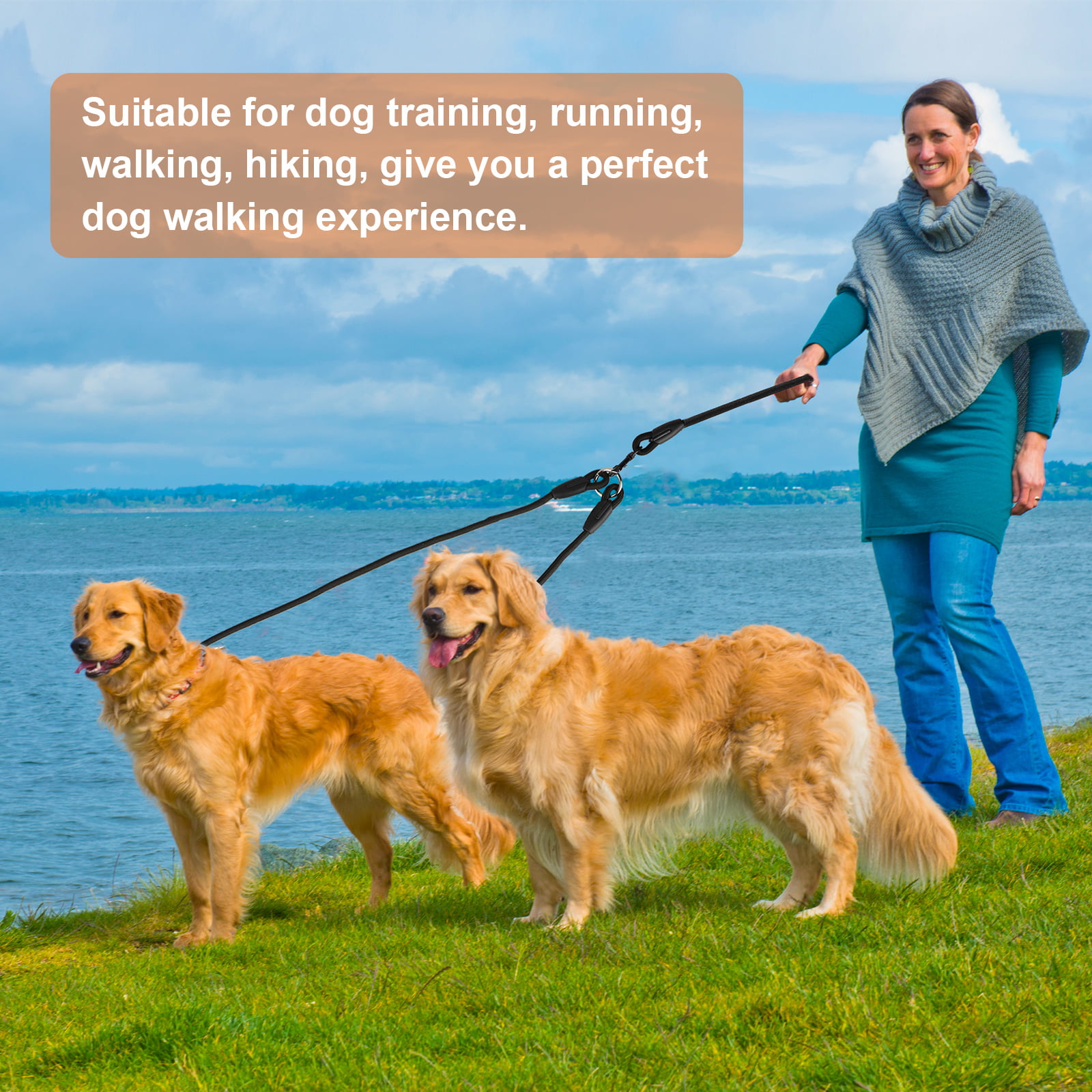 360° Swivel No Tangle Double Dog Leash Dual Dog Walking & Training Leashfor Two Dogs POPETPOP Double Dog Leash 