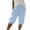 Blue, variant on Women's Cotton Elastic Capris Pants Drawstring Knee Length High Waist Short Pant Rolled Cuff Vacation Jogger