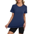 thumbnail image 7 of Quick-Dry Athletic T-Shirt for Women - Lightweight Short Sleeve Crew Neck Top, Moisture-Wicking Workout & Running Shirt Dark Blue XXL, 7 of 7