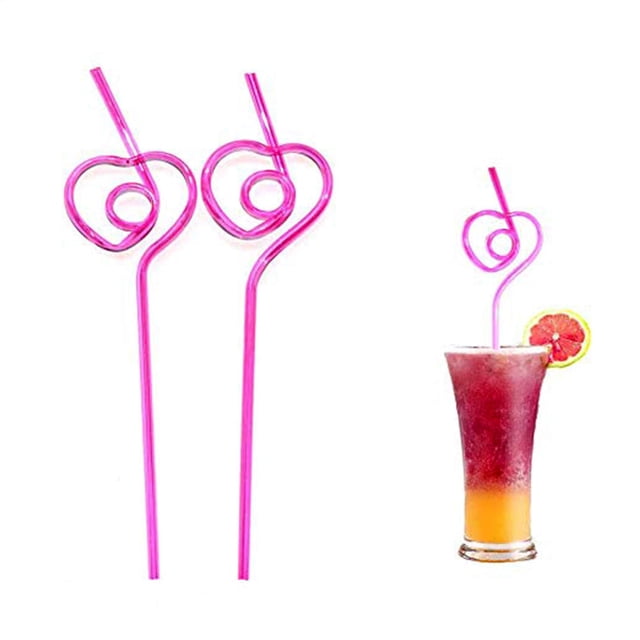 Paquete de 25 pajitas para fiestas con forma de corazón, pajitas para beber, accesorios novedosos para fiestas