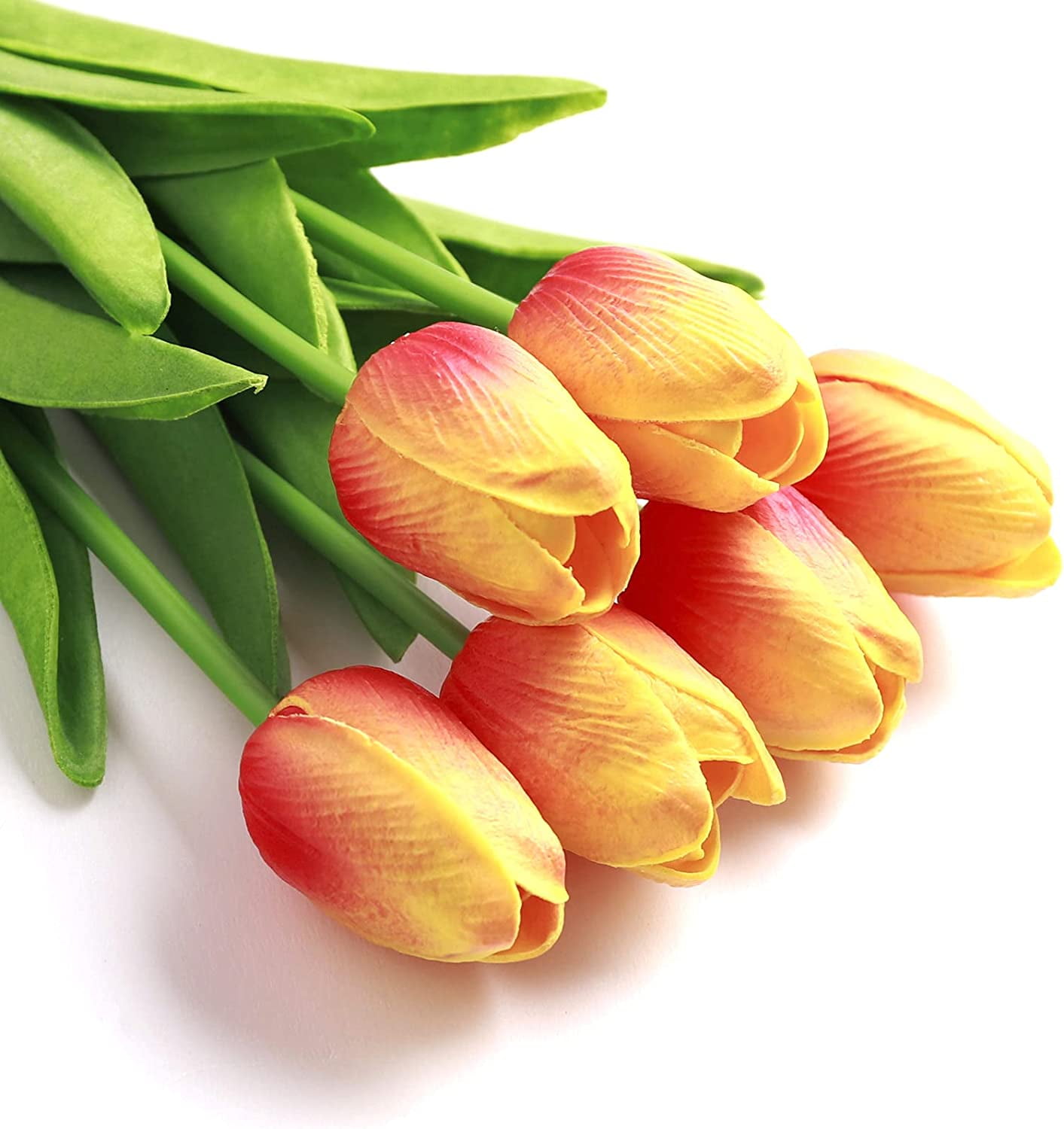 White Artificial Flowers 20 Pcs Faux Tulips PU Real Touch Fake Flowers for Home Office Wedding Decor Arrangement Bouquet Faux Flowers for Decoration