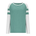 thumbnail image 4 of Ashirexll Womens Long Sleeve Tops Casual Winter Tops for 3 Color Striped Round Neck Color Block Knit T-Shirt Blouse, 4 of 6
