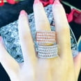 thumbnail image 6 of 5 Row Multilayer Rose Gold Plated Cubic Zirconia Crystal Big Wide Wedding Ring, 6 of 9