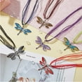 thumbnail image 6 of 6 Colors Dragonfly Necklaces Colorful Multilayer Organza Cord Necklace Long Enamel Necklace 45.5CM Rhinestone Inlaid Pendant Necklace Vintage Gifts for Women, 6 of 7