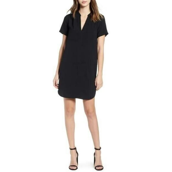 All In Favor Hailey Black Crepe Shift Mini Dress Business Casual Size XS NEW