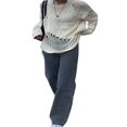thumbnail image 4 of Women Punk Gothic Oversized Sweaters Spring Winter Hollow Out Tops Grunge Clothes y2k Knitted Pullovers, 4 of 6
