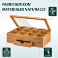 thumbnail image 4 of Caja Organizadora para Té de Bambú con 8 Compartimentos y Cajón, Cierre Magnético y Ventana Acrílica, para Organizar Bolsitas de Té, Hierbas y Joyas, 4 of 4