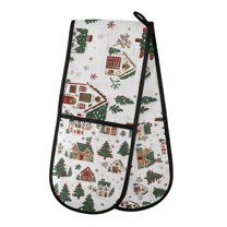 Yayeee Double Oven Mitt Kitchen Heat Resistant Baking 35" x7" Quilted Glove, Brown Christmas House