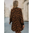 thumbnail image 2 of Women's Leopard Tie Neck Long Sleeve Dress with 95% Polyester and 5% Spandex fabric for flattering fit Wash Cold, 2 of 7