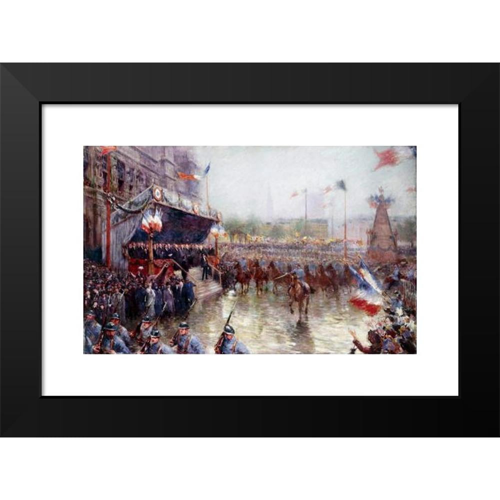 Claude Charles Bourgonnier 14x11 Black Modern Framed Museum Art Print Titled - The Town Hall Square, October 20, 1918. Demonstration in Honor of the 1920 Class (1918)